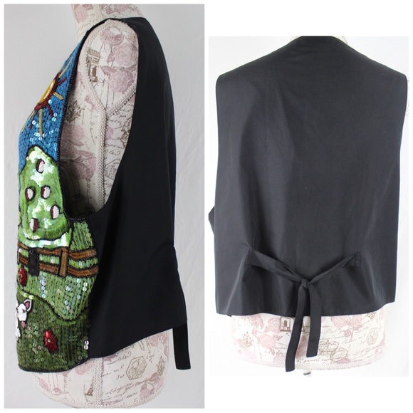 Artsy Vest Farm Scene Sequins by Quacker Factory L - Picture 3 of 8